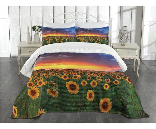 Colcha De Girasol Lunar, Campo De Girasoles Atardecer Cielo 