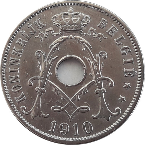 Bélgica Moneda Del Año 1910  25 Centimes (texto En Holandés)