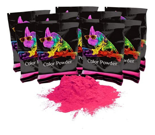 Polvo De Color Holi Powder Pink 10 Paquete De 70 Gramos Cada