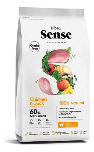 Dibaq Sense Adulto Pollo Pato Grain Free Perro 2kg (60%)