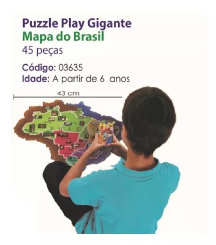 Quebra Cabeça Gigante Mapa do Brasil e Estados - Jogo Educativo -  Ludicamentebsb - LudicaMente Jogos e Brinquedos Educativos