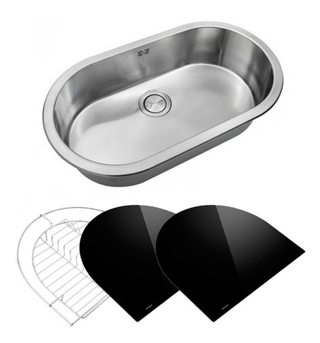 Bacha Cocina Johnson Curve + Tapa Vidrio X2 + Secaplato