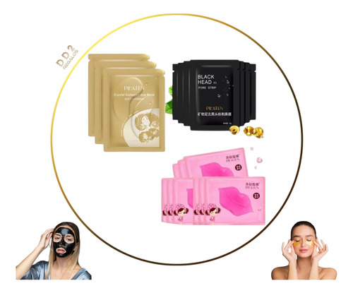 Kit X9 Mascarillas Para Puntos Negros Ojeras Y Labios Oferta