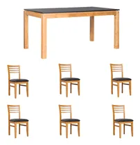 Comprar Mesa Moderna 160 Miel+ 6 Sillas Miel Tapiz Negro