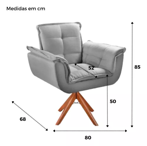 Poltrona Giratória Decoração Sala E Quarto Canadá Linho