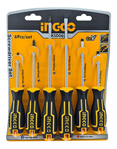 Kit Set Juego Destornilladores 6 Piezas Ingco Hksd0628