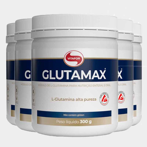 Kit 5 Glutamina Glutamax Em Pó Vitafor 300g. Sabor Neutro