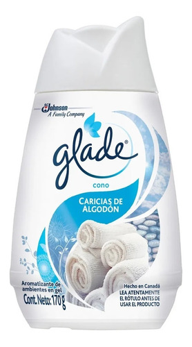 Aromatizante Glade Cono En Gel Caricias De Algodón 170 g