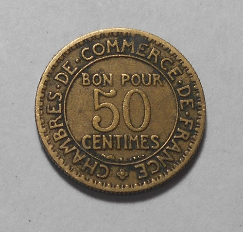 Francia 50 Centimes 1924 Cámara De Comercio - Km#884