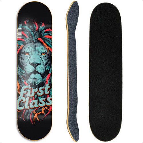 Shape Para Skate Profissional First Class 8.0 Com Lixa Cor Preto