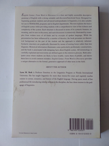 Livro Lynn M. Berk English Syntax: From Word To Discourse (Usado)