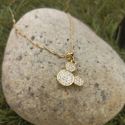 Collar Y Dije Mickey Mouse Oro Laminado 18k Dorado