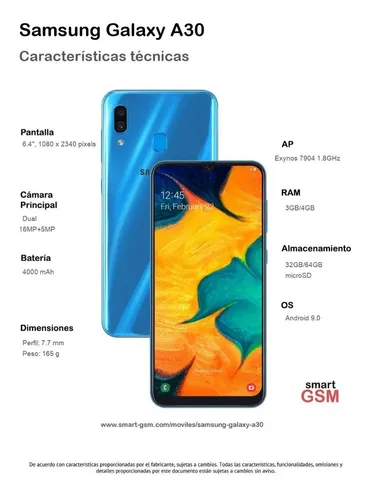 Celular Libre Samsung A30 6.4'' 32gb + 32gb Sd 16mp+5mp 4g