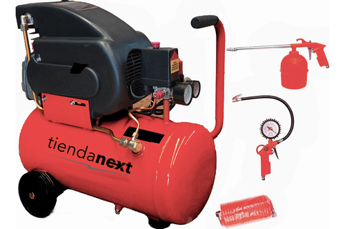 Compresor De Aire Portatil 25lts 2hp 115psi + Kit Aire 3 Pzs
