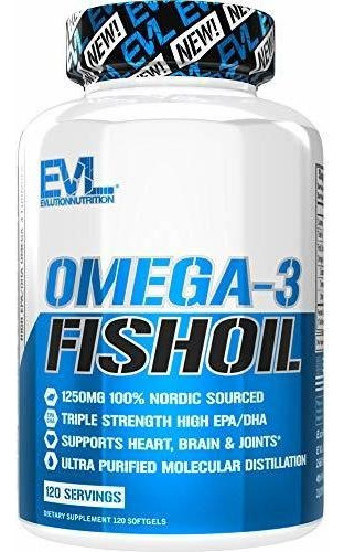 Omega 3 Fish Oil 1250 Mg, Evlution Nutrition 120 Porciones