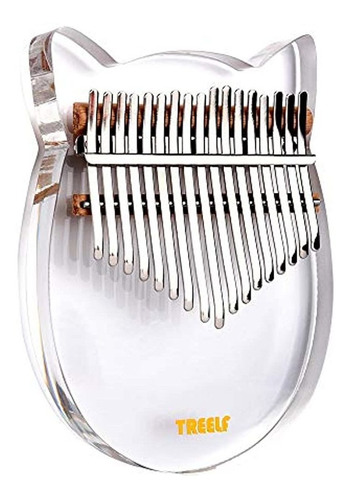 Treelf Kalimba 17 Teclas Cute Cat Acrylic Thumb Piano Mbira 