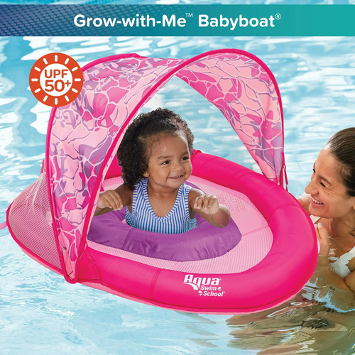 Flotador Para Bebe Con Toldo Rosa 6-24 Meses Fps 50+ Rosa