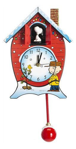 Reloj De Cuco Navideño Linus Y Lucy Song Color Rojo