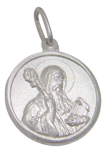 Medalla De Plata Circular Motivo San Benito (p1362) 