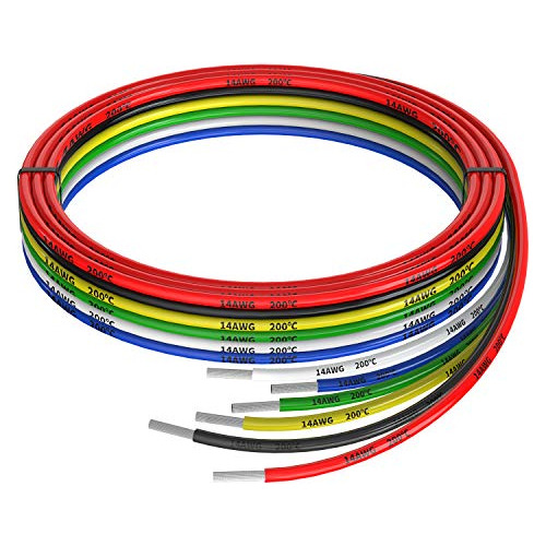 Cable Eléctrico De Silicona De 14 Awg 6 Colores (5 Pie...