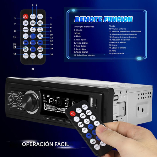 Autoestéreo Mp3 Reproductor Bluetooth Para Coche