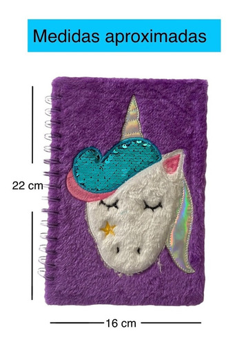 Libreta Cuaderno Peluche Unicornio De Rayas Pasta Dura