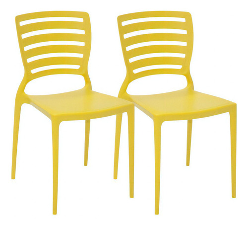 Conjunto Com 02 Cadeiras Sofia Encosto Resistente Tramontina Cor da estrutura da cadeira Amarelo Quantidade de cadeiras por conjunto 2