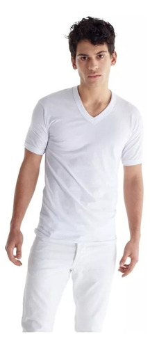Camiseta Tres Ases Manga Corta Cuello V Art78 100% Algodón  