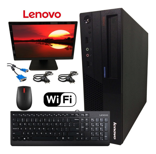 Imagem 1 de 10 de Computador + Monitor Cpu Lenovo Core2 Duo 4gb Hd 500gb Wi-fi