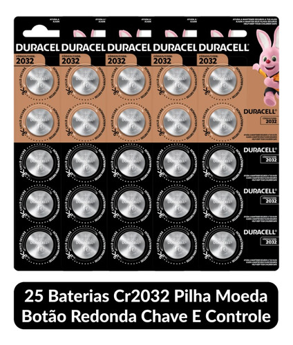 25 Bateria Cr2032 Pilha Moeda Botão Redonda Chave E Controle