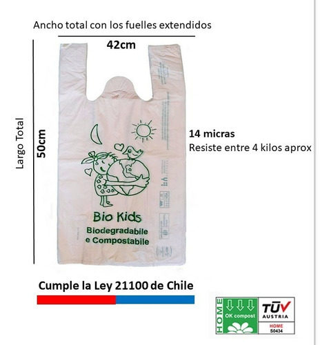Bolsa Biodegradable Compost Camiseta | 42x50cm 21my | 50und 