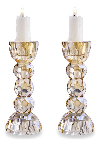 Paquete De 2 Candelabros De Cristal Para Velas, Mesa De...