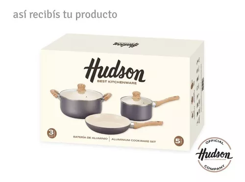 Set De Ollas Cocina Hudson Gris Con Antiadherente 9 Piezas