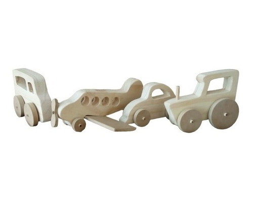 Tractor Con Ventana Juguete De Madera Niños Set X 25- Bc Tractor Marrón Claro