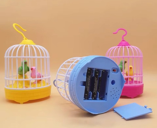 Gaiola Passarinho Brinquedo Interativo Com Cantos Pássaros Azul