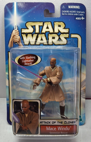 Hasbro Mace Windu Attack Of The Clones Geonosian Rescue 1:64 (Usado)