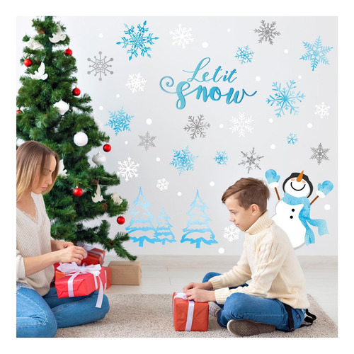 Anydesign Winter Snowflake Snow Man Pegatinas De Pared De La