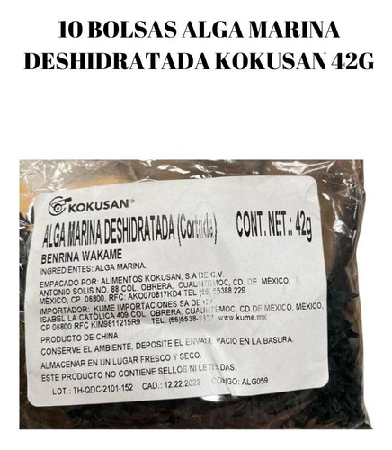 10 Bolsas Alga Marina Deshidratada Kokusan 42g