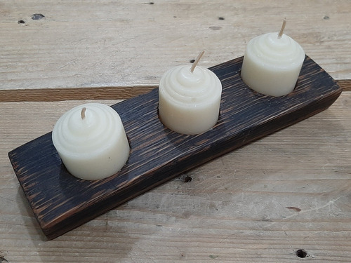 Imagen 2 de 5 de Porta Velas De Madera De Barril Barriles Duela Roble Blanco