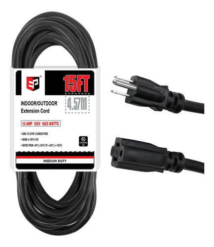 Ep Cable De Extension Para Exteriores De 15 Pies, Cable Elec