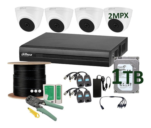 Kit 4 Camaras Domo Cooper 2mpx Dahua 1tb Seguridad Full Hd