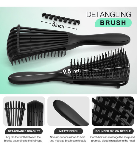 Juego De 4 Cepillos Desenredantes Para Cabello Rizado