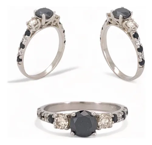 Anillo de oro blanco con diamante negro clearance