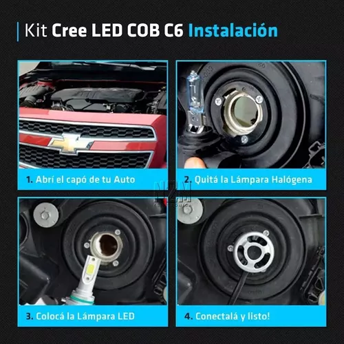 Kit de luces LED C6 H7, de 3800 lm, 36 W, 6000 K, blanco frío, para coche y  moto : : Coche y moto