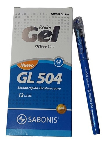12 Boligrafo Gel Sabonis Gl-504 Color de la tinta Azul Color del exterior Negro