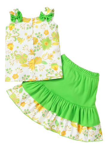 Conjunto De Verano D Manga Corta Y Falda Para Niñas 1-4 Años