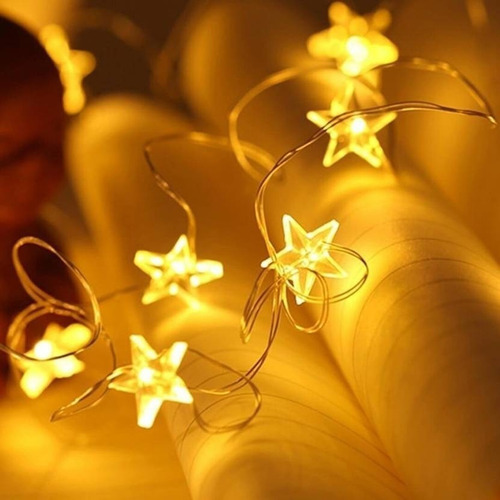 Imagen 5 de 9 de Luces Led Guirnalda Estrellas X 20 Cálida Enchufe Navidad
