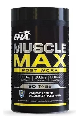 Muscle Max Ena Crecimiento Muscular Fuerza Arginina X90 Tabs