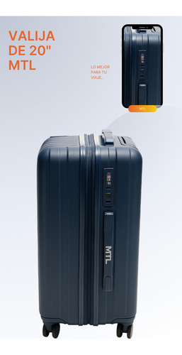 Valija Carry On 20 Pulgadas Mtl Abs Rígida Color Azul Oxford Ruedas Dobles 360° Liviana Resistente Equipaje De Mano Diseño Moderno Candado Tsa Organización Eficiente Viajes Negocios Placer Reforzada