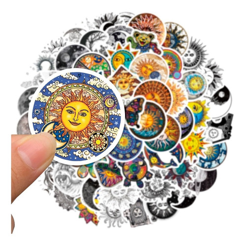 64 Uds Stickers Calcomanias Astrología, Sol, Luna Pegatinas 